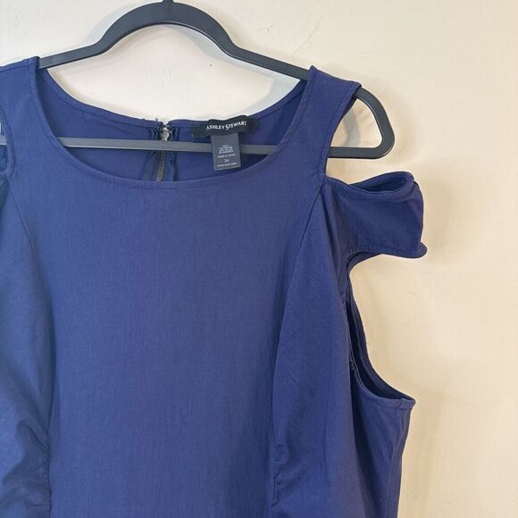 Royal Blue, Ashley Stewart Cold Shoulder Ruched Shift Dress Size 24 - Picture 5 of 13